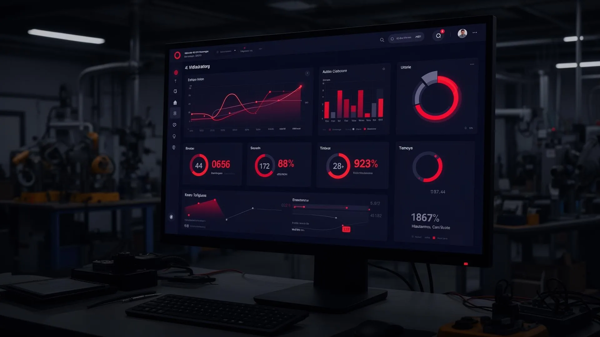 Manufacturing ERP dashboard on a workshop monitor